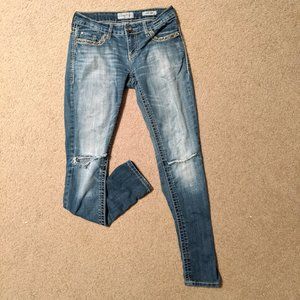 3/25 Distressed Skinny Jeans Med/Light Wash